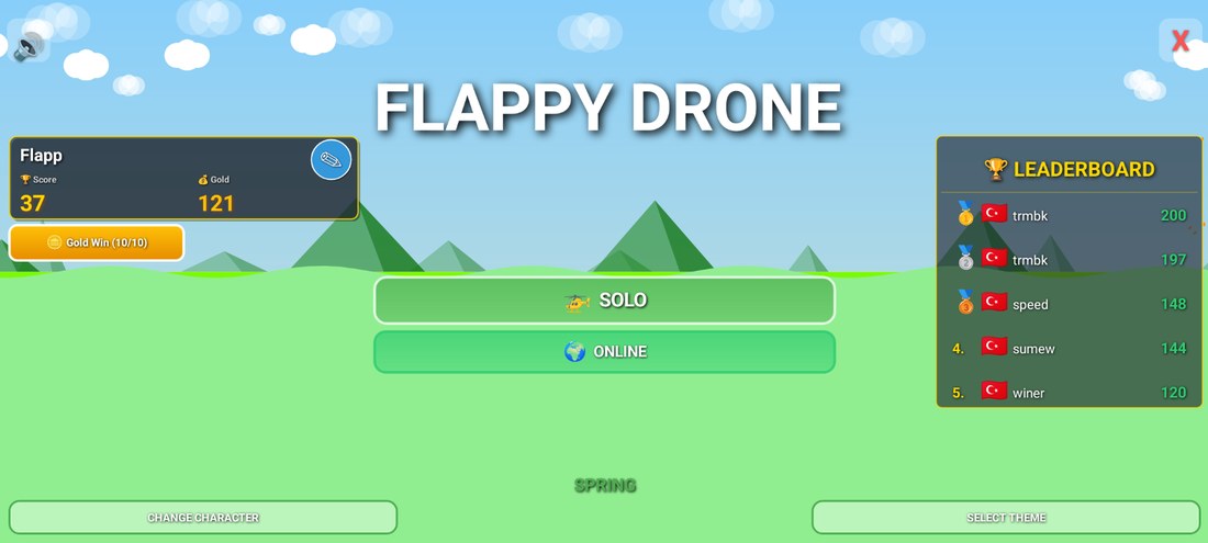 Flappy Drone ana menü