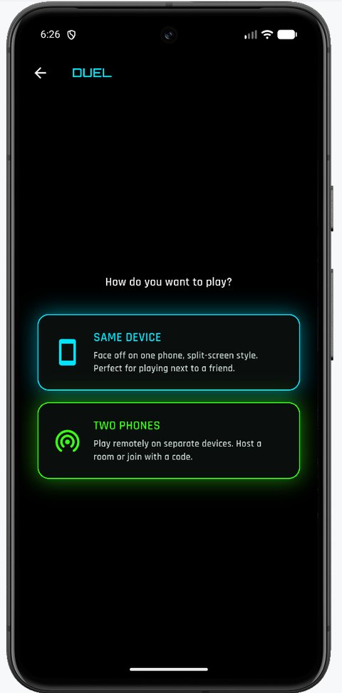 Düello modu - aynı cihaz / iki telefon seçimi