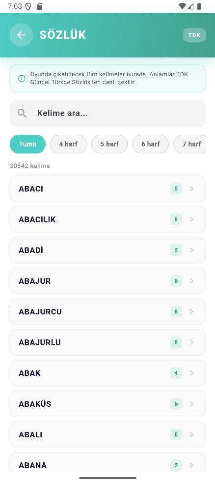 TDK sözlük modülü